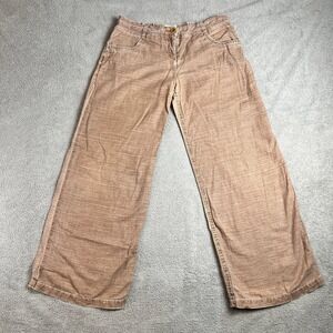 Anthropologie Sitwell Pants Women Size 8 Wide Leg Linen Blend Tan Casual Comfort